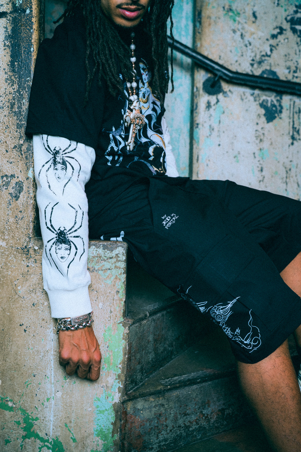 Ed Hardy x Matuê "Dragon" Bermuda Preta