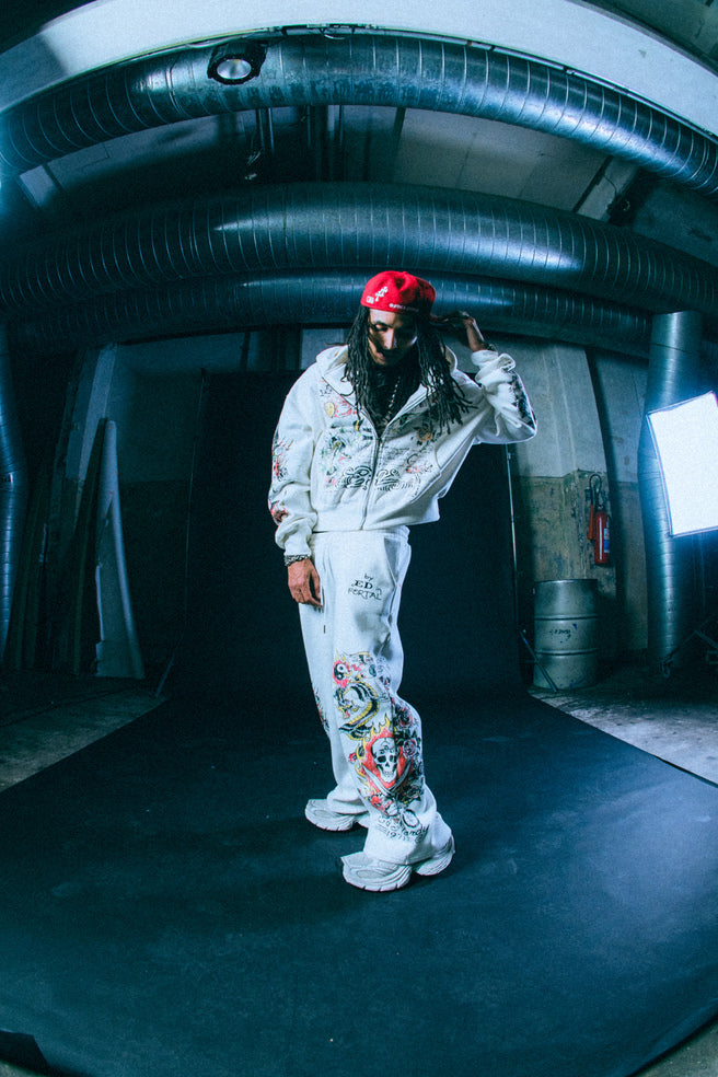 Ed Hardy x Matuê "Fortal" Moletom Zip Up Off White