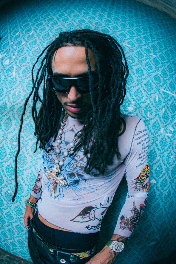 Ed Hardy x Matuê "Tattooed Skin 2" Tule Masculino Bege