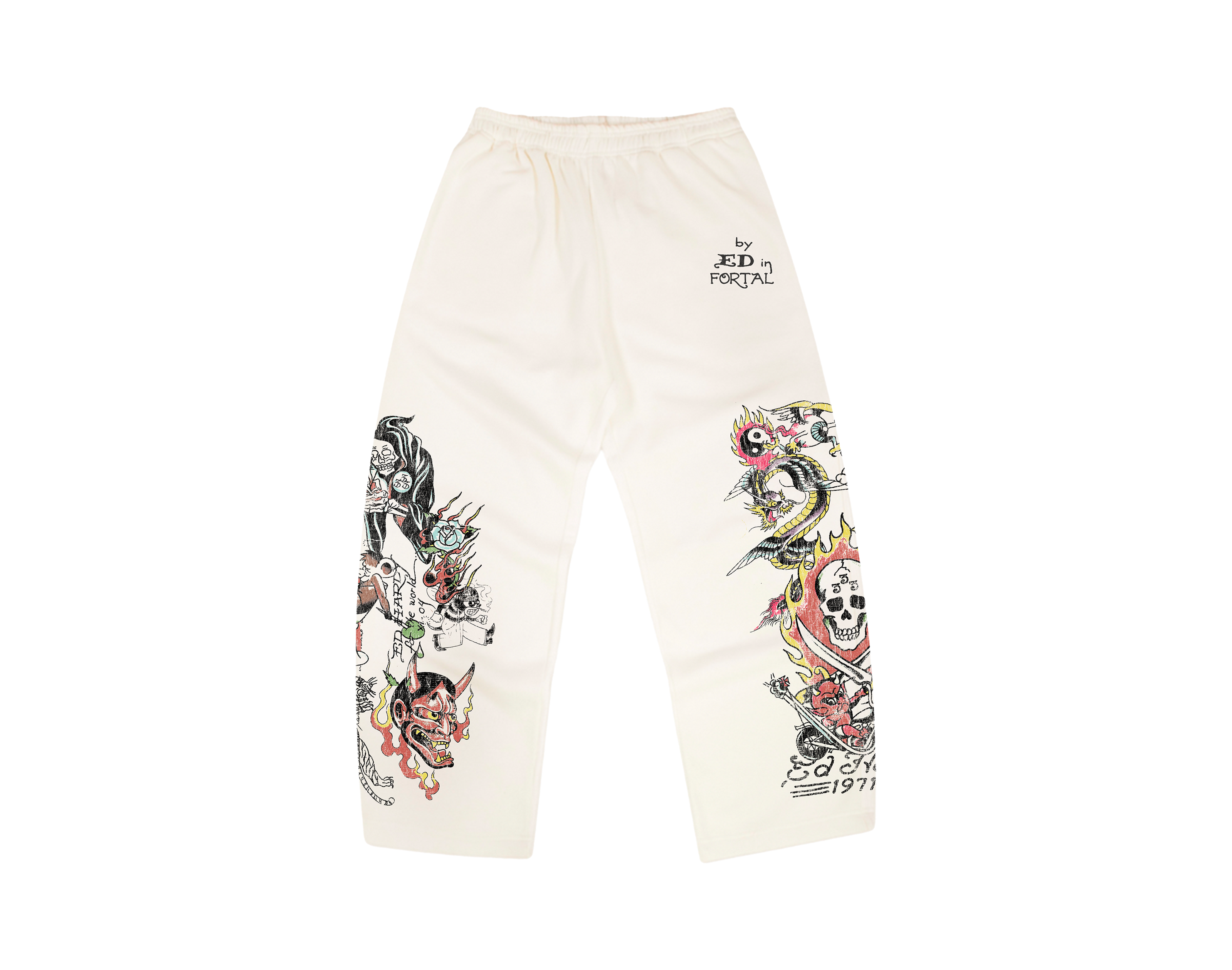 Ed Hardy x Matuê "Fortal" Calça Moletom Off White