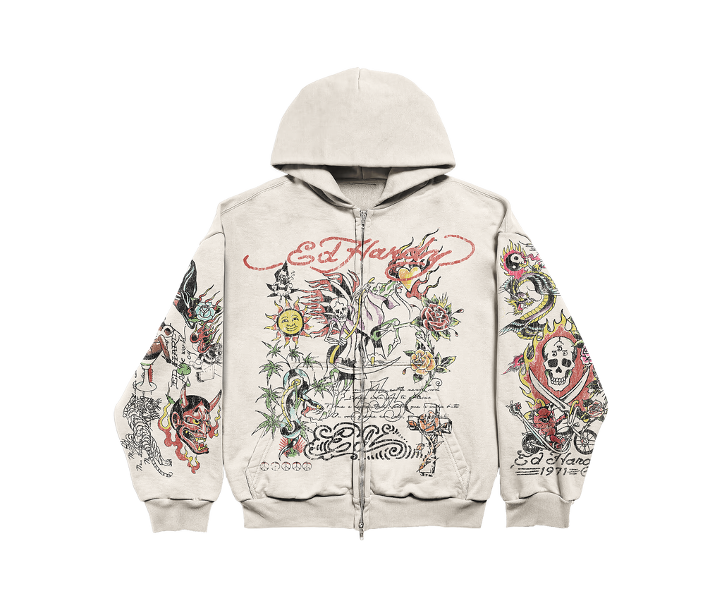 Ed Hardy x Matuê "Fortal" Moletom Zip Up Off White